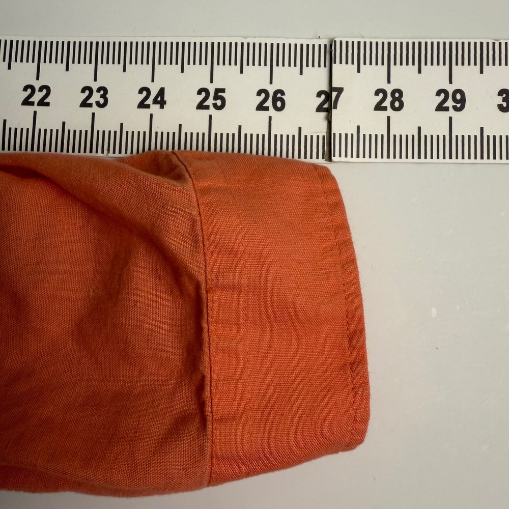 Talbots Womens L Shirt Linen Cotton Blend Coral Button Up Roll Tab Long Sleeve - Picture 9 of 11